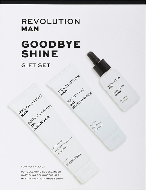 Revolution Skincare Набір Man Goodbye Shine Gift Set (f/ser/30ml + f/clean gel/150ml + f/gel/75ml) - фото N1