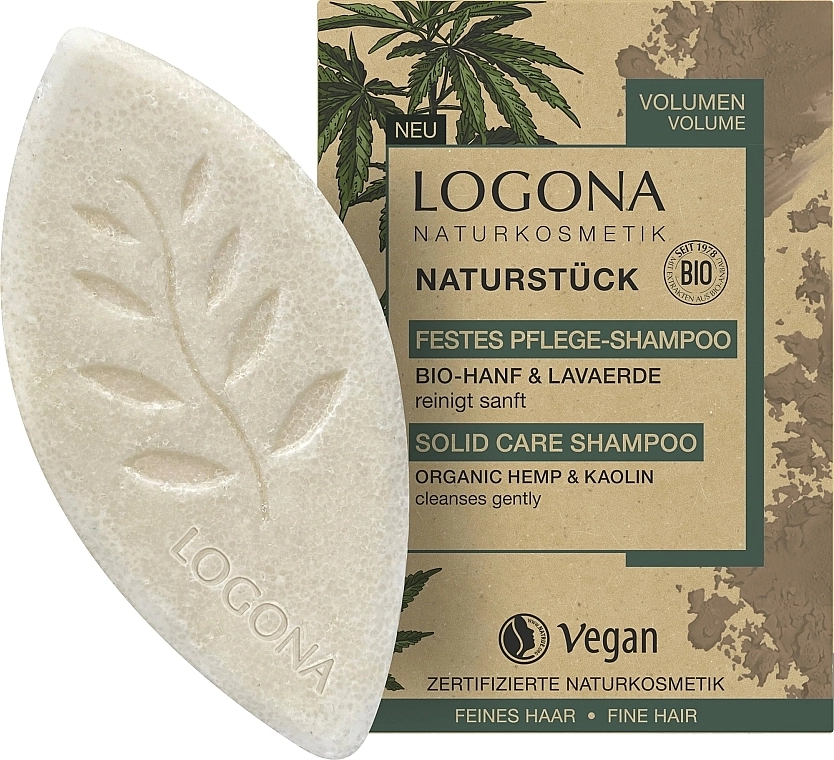 Logona Твердый шампунь "Конопляное масло и каолин" Organic Hemp & Kaolin Volume Solid Care Shampoo - фото N1