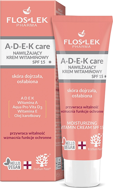 Floslek Зволожувальний вітамінний крем A + D + E + K Care Moisturizing Vitamin Cream SPF 15 - фото N1