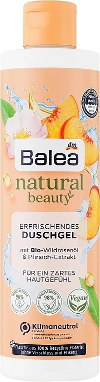 Balea Гель для душу з олією шипшини і екстрактом персика Natural Beauty Wild Rose & Peach - фото N1