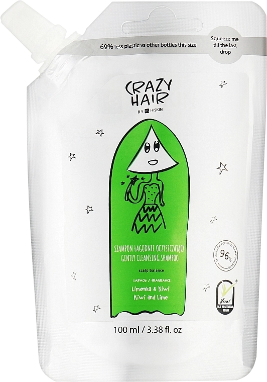 HiSkin М'який шампунь для щоденного застосування "Баланс шкіри голови" Crazy Hair Gentle Cleansing Shampoo Scalp Balance Lime & Kiwi Refill (запасний блок) - фото N1