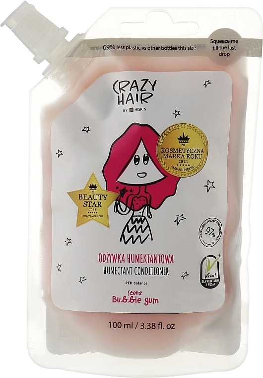 HiSkin Увлажняющий кондиционер для волос "Бабл Гам" Crazy Hair Humectant Conditioner PEH Balance Bubble Gum Refill (запасной блок) - фото N1