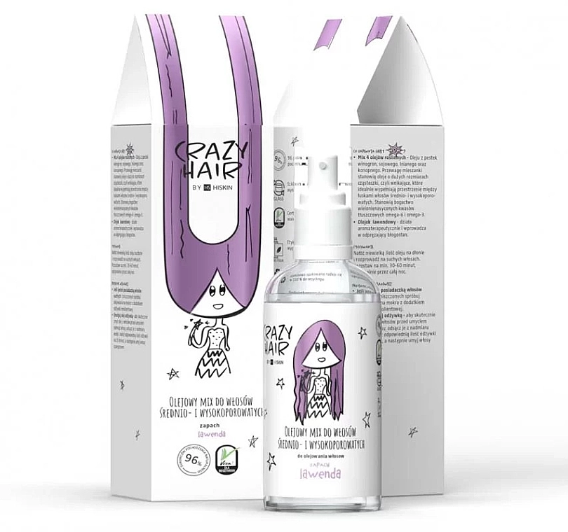 HiSkin Мікс олій для змащування волосся середньої та високої пористості "Лаванда" Crazy Hair Lavender Oil Mix for Medium & High Porosity Hair - фото N1