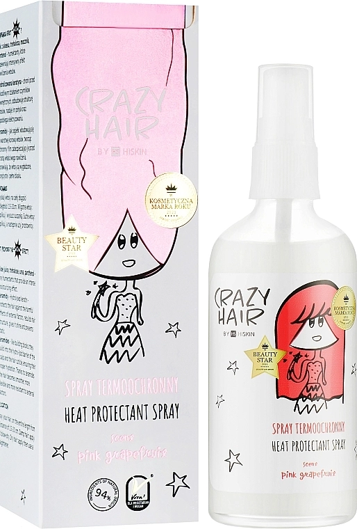Термозахисний спрей для волосся "Рожевий грейпфрут" - HiSkin Crazy Hair Heat Protectant Spray Pink Grapefruit, 100 мл - фото N2