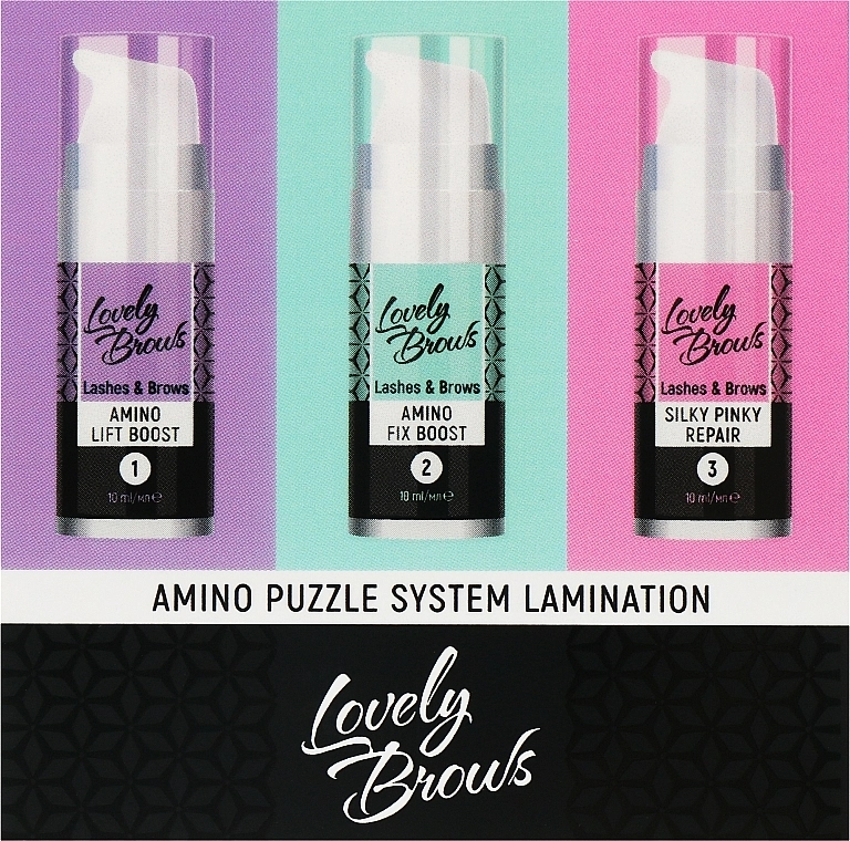 Nikk Mole Lovely Brows Amino Puzzle System Lamination (gel/3x10ml) Lovely Brows Amino Puzzle System Lamination (gel/3x10ml) - фото N1