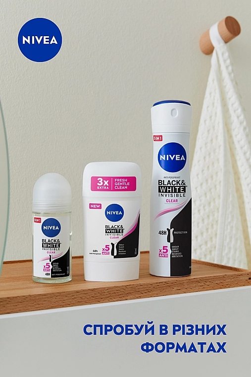 Nivea Антиперспірант-стік "Чорне та Біле. Невидимий" Black & White Invisible Clear - фото N6