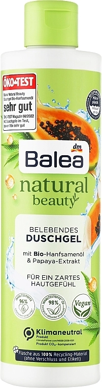 Balea Гель для душу Natural Beauty Hanfsamen & Papaya - фото N1