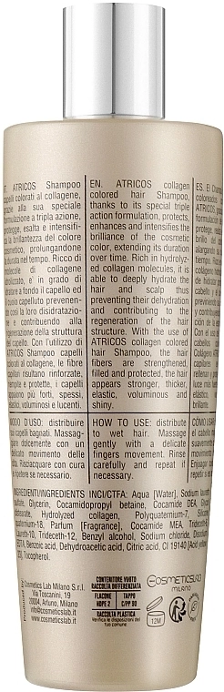 Atricos Шампунь для фарбованого волосся Hydrolysed Collagen Acidic pH Colored Hair Shampoo - фото N3