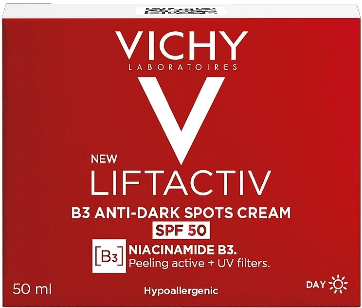 Vichy Антивозрастной крем для коррекции пигментных пятен и морщин, высокая степень защиты SPF50 LiftActiv B3 Anti-Dark Spots Cream SPF50 - фото N4