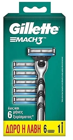 Gillette Бритвенный станок с 6 сменными кассетами Mach3 - фото N1
