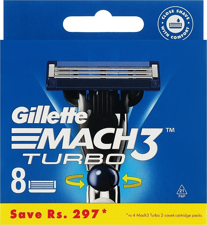 Gillette Сменные кассеты для бритья, 8 шт. Mach3 Turbo 6 Months Of Shaving - фото N1