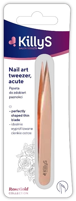 KillyS Пинцет для дизайна ногтей, розовое золото Nail Art Tweezer Rose Gold - фото N1