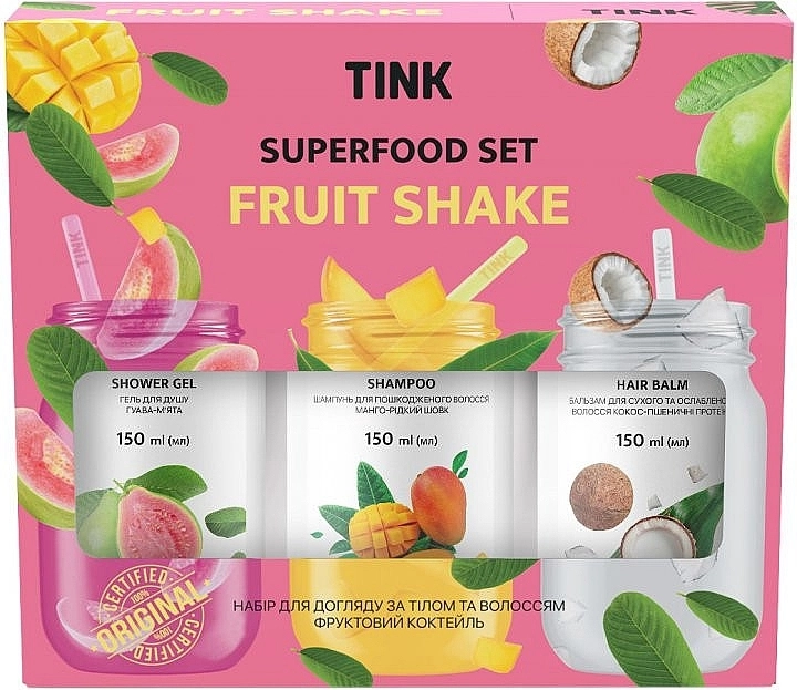 Tink Набір Superfood Set Fruit Shake (sh/gel/150ml + shm/150ml + h/balm/150ml) - фото N1