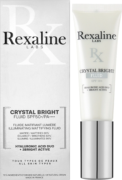 Rexaline Сонцезахисний матувальний флюїд для обличчя Crystal Bright Fluid SPF50+ - фото N2