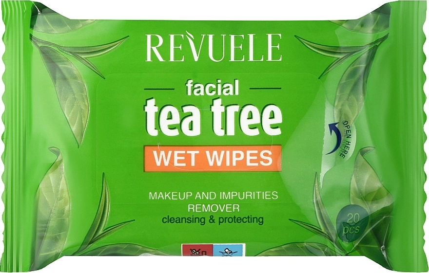 Revuele Вологі серветки для зняття макіяжу з екстрактом чайного дерева Tea Tree Wet Wipes - фото N1
