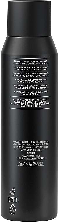 Adidas Дезодорант-спрей для чоловіків After Sport Cool & Aromatic Deo Body Spray - фото N2