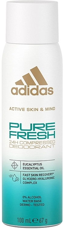 Adidas Дезодорант-антиперспирант в спрее, для женщин Active Skin & Mind Pure Fresh 24h Deodorant - фото N1