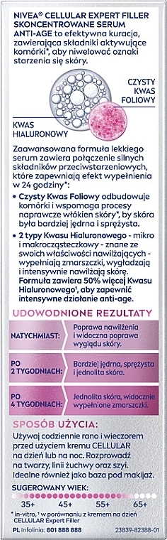 Nivea Концентрована омолоджувальна сироватка для обличчя Expert Filler Cellular Concentrated Anti-Age Serum - фото N2