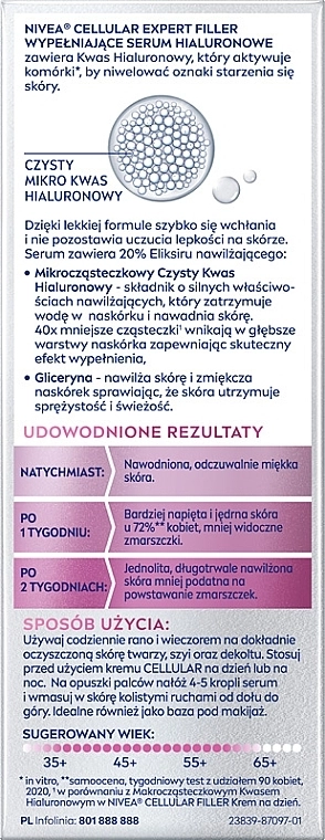 Nivea Сыворотка-бустер для лица с гиалуроновой кислотой Expert Filler Cellular Hyaluronic Acid Booster Face Serum - фото N2