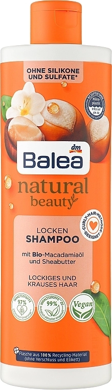 Шампунь для волос с органическим маслом макадамии и маслом ши - Balea Natural Beauty Shampoo Organic Macadamia Oil And Shea Butter, 400ml - фото N1