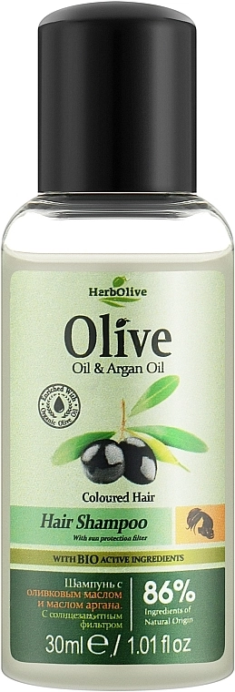 Madis Шампунь для фарбованого волосся з аргановою олією HerbOlive Oil & Argan Oil Hair Shampoo For Coloured Hair (міні) - фото N1