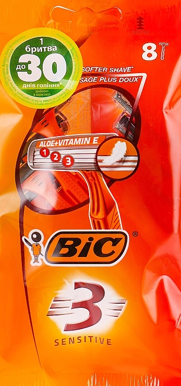 BIC Мужской станок для бритья "Sensitive 3", 8 шт. - фото N1