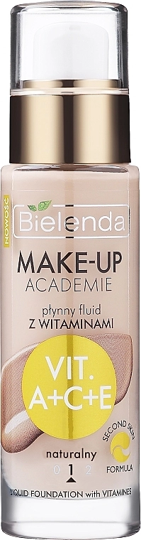 Bielenda Make-Up Academie Liquid Foundation With Vitamines Жидкий тональный флюид с витаминами А + С + Е - фото N1
