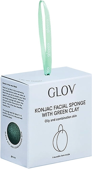 Glov Спонж для лица с зеленой глиной Konjac Facial Sponge With Green Clay - фото N2