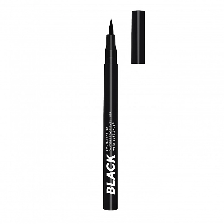 LAMEL Make Up Black Long-lasting Waterproof Eyeliner With Soft Brush Ультрачорна підводка для очей - фото N1