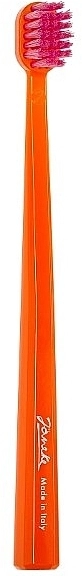 Janeke Зубная щетка средней жесткости, оранжевая с розовым Toothbrush - фото N1