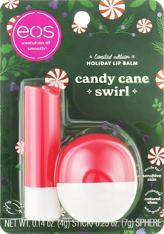 Eos Набор Candy Cane Swirl Limited Edition Holiday Lip Balm (lip/balm/7g + lip/balm/4g) - фото N1