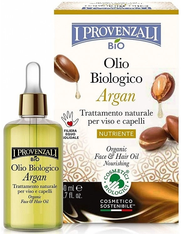 I Provenzali Масло для лица и волос Argan Organic Face Hair Oil - фото N1