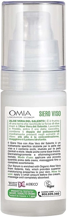 Omia Laboratori Ecobio Сыворотка для лица с алоэ вера Omia Labaratori Ecobio Aloe Vera Face Serum - фото N2