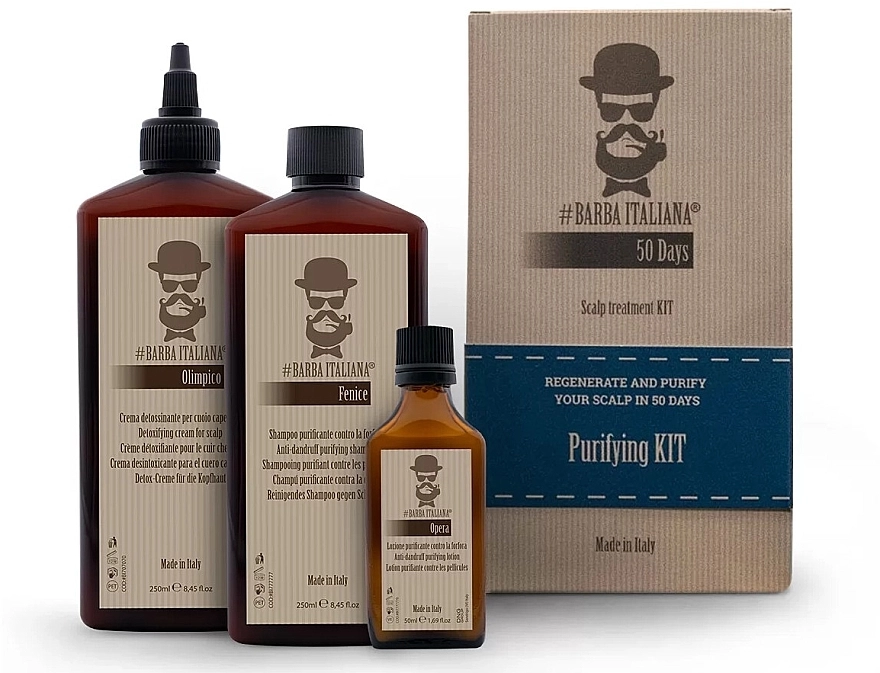 Barba Italiana Набір проти лупи Purifying Kit 50 Days (h/cr/250ml + shm/250ml + h/lot/50ml) - фото N1