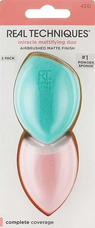 Real Techniques Набор спонжей для макияжа, 2 шт. Miracle Mattifying Makeup Sponge Duo - фото N1