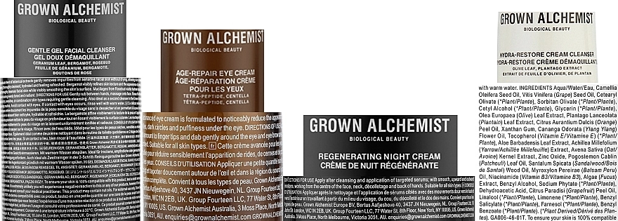 Grown Alchemist Набір Good Night Skincare Kit (f/gel/cleancer/200ml + f/cr/cleancer/100ml + f/cr/40ml + eye/cr/15ml) - фото N3