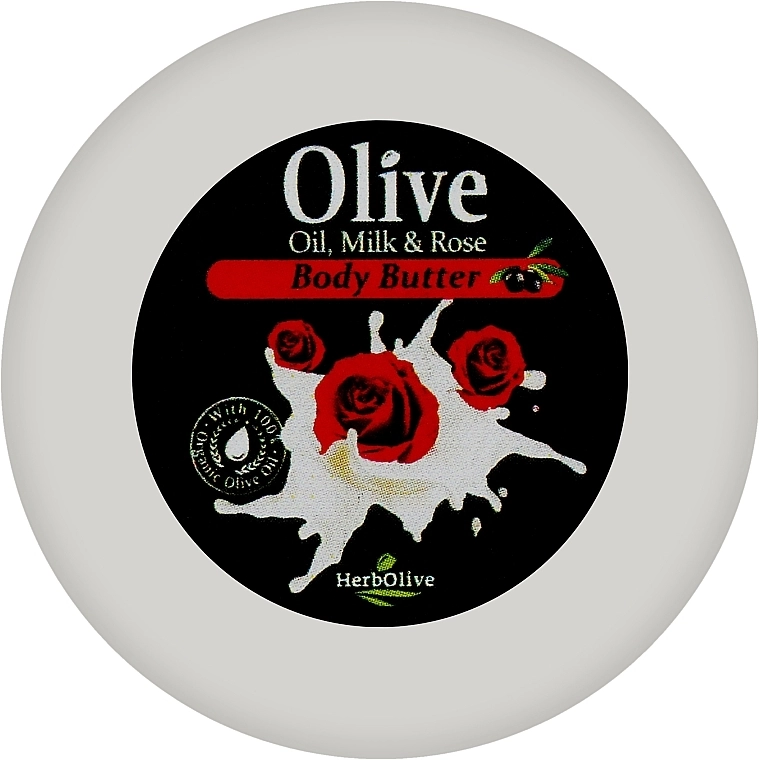 Madis Масло для тіла з молоком та екстрактом олії троянди HerbOlive Olive Oil Milk & Rose Body Butter (міні) - фото N1