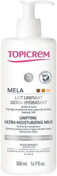 Topicrem Ультразволожувальне молочко для тіла Mela Unifying Ultra-Moisturizing Milk SPF 15 - фото N2