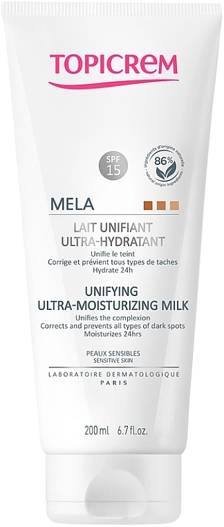 Topicrem Ультразволожувальне молочко для тіла Mela Unifying Ultra-Moisturizing Milk SPF 15 - фото N1