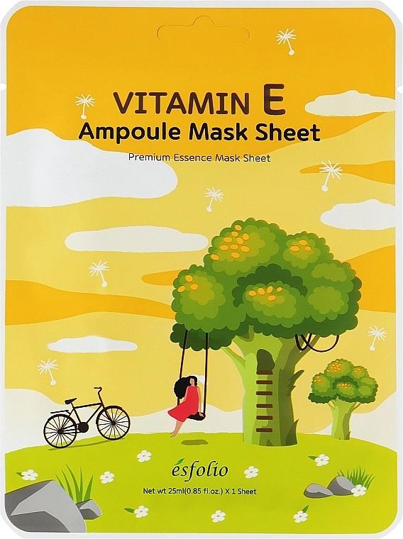 Esfolio Зволожувальна тканинна маска для обличчя з вітаміном Е Vitamin E Ampoule Mask Sheet - фото N1