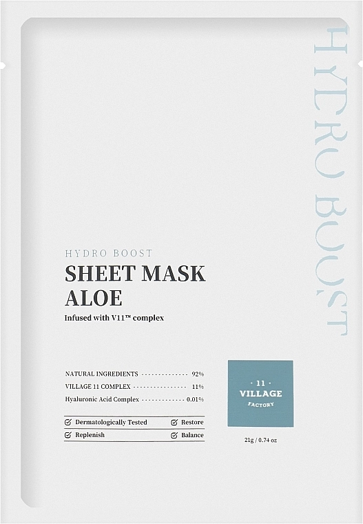Village 11 Factory Тканевая маска для лица с алоэ Hydro Sheet Mask Aloe - фото N1