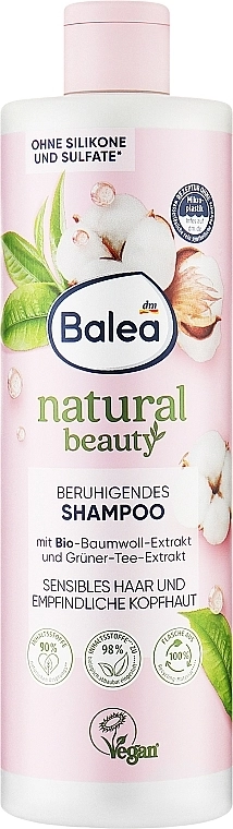 Balea Шампунь с органическим экстрактом хлопка и экстрактом зеленого чая Natural Beauty Organic Cotton & Green Tea Extract Shampoo - фото N1