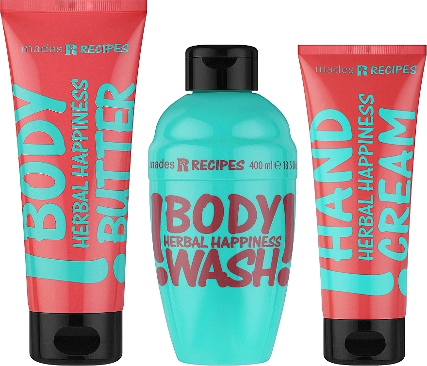 Mades Cosmetics Набір Herbal Happiness (b/butter/200ml+h/cr/100ml+sh/gel/350ml) - фото N2