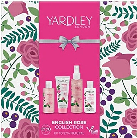 Yardley Набор English Rose Collection (sh/gel/100ml + b/lot/100ml + spray/100ml + h/cr/50ml) - фото N1