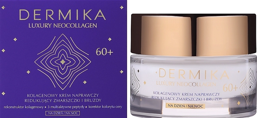 Dermika Восстанавливающий коллагеновый крем для уменьшения морщин Luxury Neocollagen Day and Night Repair Cream 60+ - фото N2