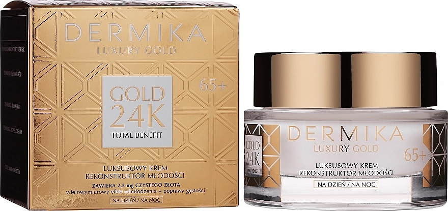 Dermika Крем для обличчя "Реконструктор молодості" Luxury Gold 24K Total Benefit Luxury Youth Reconstructor Cream 65+ - фото N2