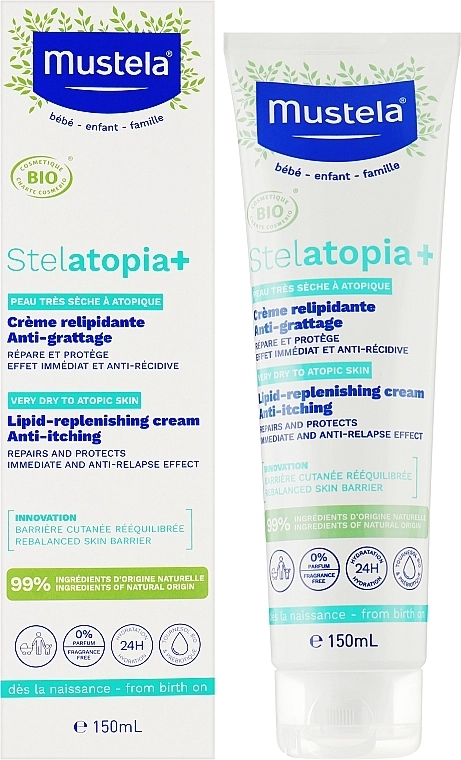 Mustela Органічний ліпідовідновлювальний крем проти свербежу Stelatopia+ Organic Lipid-Replenishing Anti-Itching Cream - фото N2