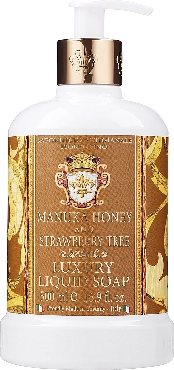 Saponificio Artigianale Fiorentino Рідке мило "Мед манука та суничне дерево" Manuka Honey & Strawberry Tree Liquid Soap - фото N1