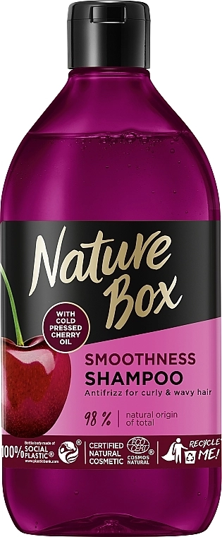 Nature Box Разглаживающий шампунь для непослушных и волнистых волос Cherry Oil Smoothness Shampoo - фото N1