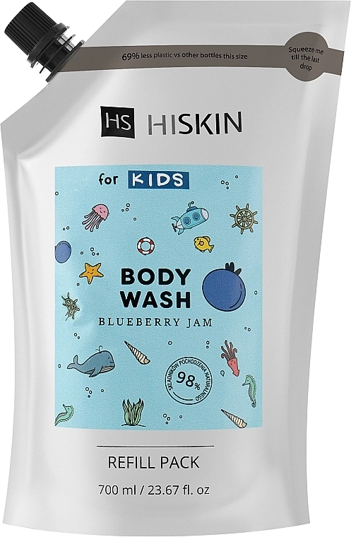 HiSkin Детский гель для душа "Черничный джем" Kids Body Wash Blueberry Jam (запасной блок) - фото N1